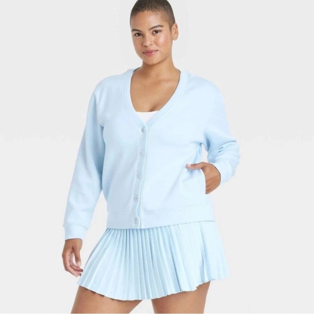 Plus size All in Motion light blue pipped button up cardigan size XXL - Picture 6 of 6